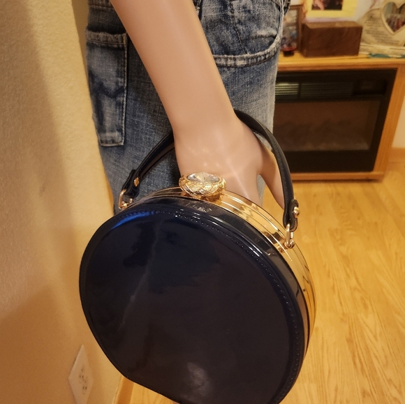 Elegant Midnight Blue and Gold Women's Evening Bag  EUC - Picture 6 of 17